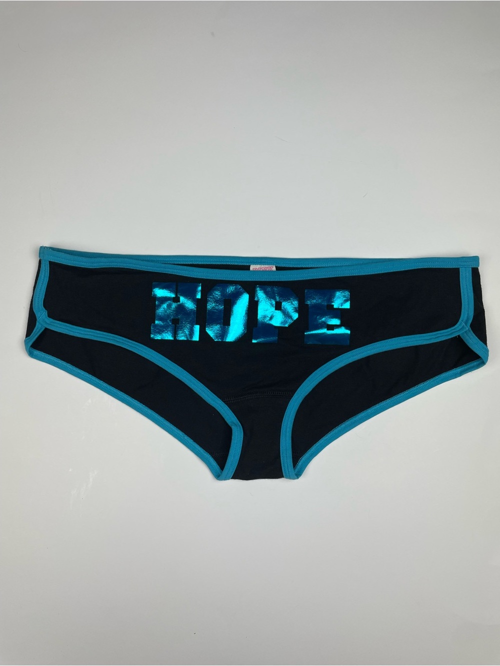 NWT 2009 Victoria's Secret PINK Hope Low Rise Hipster Panties with blue 'HOPE'